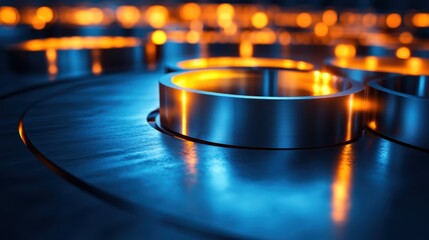 Industrial Strength: Close-up of a Circular Line of Heavy Metals in Factory with Copy Space, Flat Design Illustration