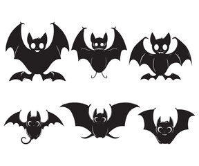 Vector illustration, Halloween bats silhouette isolated on white background