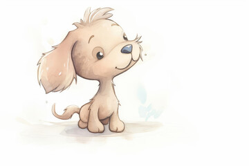 Adorable cartoon puppy illustration, featuring a cheerful expression and soft colors, perfect for children's themes and pet designs.