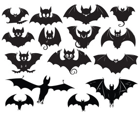 Vector illustration, Halloween bats silhouette isolated on white background