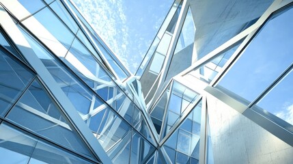 Obraz premium Geometric Patterns in Modern Architecture with Steel and Glass Elements