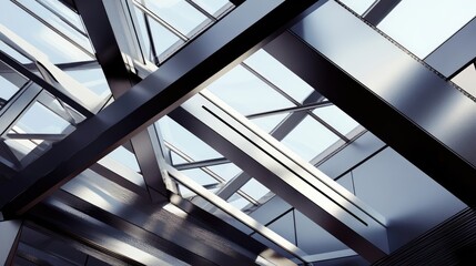 Geometric Patterns in Modern Architecture with Steel and Glass Elements