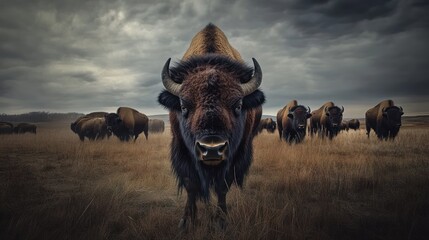 Bison Herd in the Wild