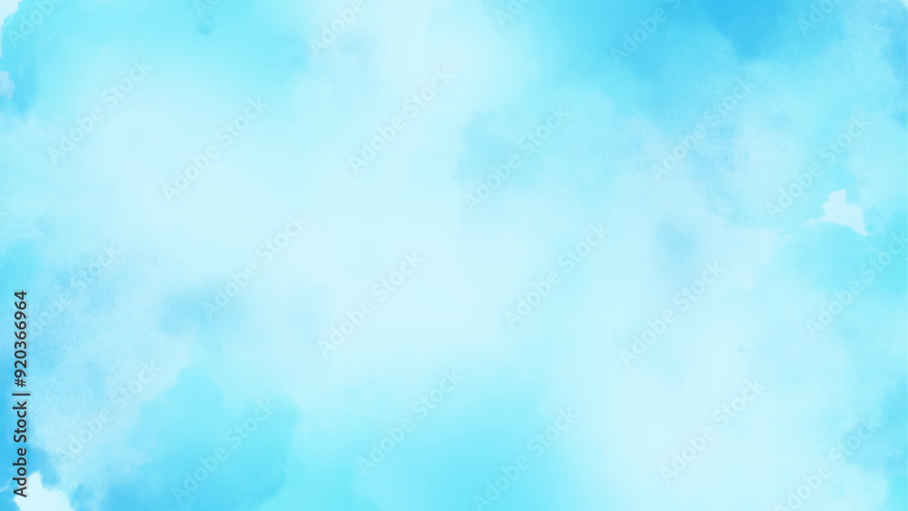 Wall mural abstract grunge blue or mint green texture with blurry fog or clouds, abstract blue watercolor paint