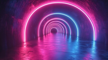 Naklejka premium Curved Light Trails in Mixed Colors Against Dark Backdrop