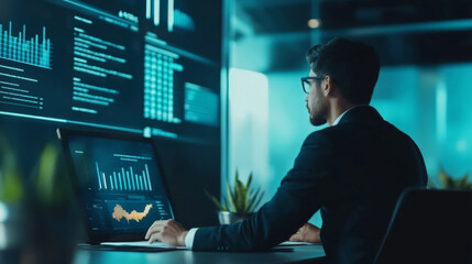 Fototapeta premium Financial analyst presenting a report in a boardroom
