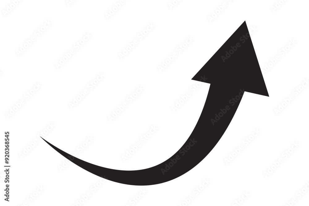 Wall mural sharp curved arrow icon. black rounded arrow. direction pointer pointing up