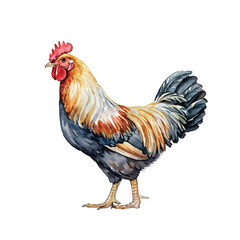 Fototapeta premium Chicken watercolor illustration. Hand drawn underwater element design. Artistic vector marine design element. Illustration for greeting cards, printing and other design projects. 