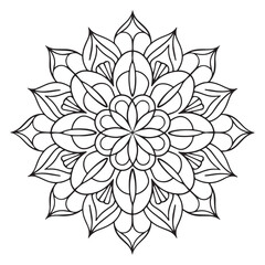 Elegant Mandala Design with Symmetrical Patterns and Interconnected Circles Adults Coloring Book