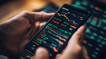 Obraz premium Investor checking 2024 cryptocurrency prices on a smartphone