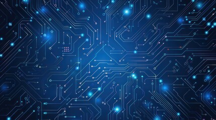 Abstract Circuit Board Pattern with Glowing Lights
