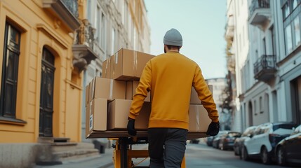 Delivery Man Carrying Boxes