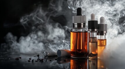 A graphic showing the harmful ingredients of e-cigarette smoke, including nicotine, formaldehyde, and flavoring chemicals