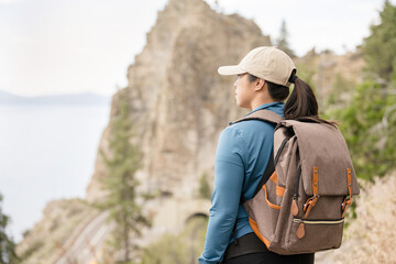 Hiker woman overlooking a view