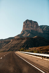 El Capitan at Sunset seen from Highway 62