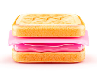 Fototapeta premium Sweet Tooth Delight: A 3D rendering of a delectable sandwich cookie filled with vibrant pink cream, radiating sweetness and indulgence. 
