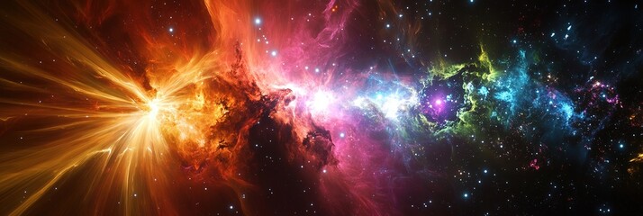 Obraz premium Colorful Stars Collision: Explosive Cosmic Display