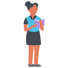 Teacher Profession Character with Flat Cartoon Design. Vector Illustration