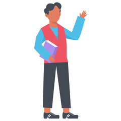 Teacher Profession Character with Flat Cartoon Design. Vector Illustration
