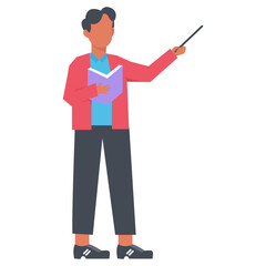 Teacher Profession Character with Flat Cartoon Design. Vector Illustration