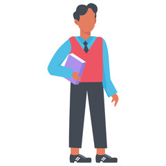 Teacher Profession Character with Flat Cartoon Design. Vector Illustration