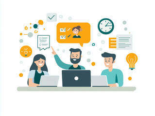 In a bustling co-working space, the business person taps away on their laptop, their focused expression revealing a deep dive into their latest project.