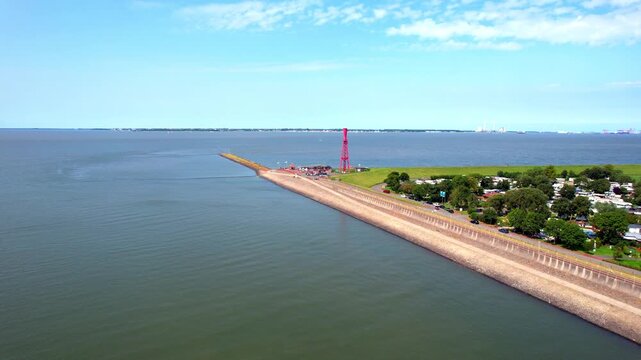 Eckwarderh&ouml;rne - Butjadinger Land - rising air aerial photograph with a view of the Preu&szlig;eneck lighthouse in the Jade Bay