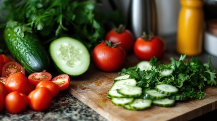 Fresh Vegetables on Wooden Cutting Board