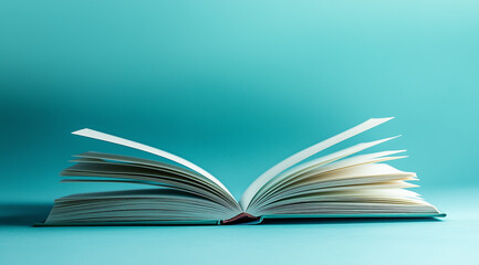 Fototapeta premium Enigmatic Diary: Words Whispering Out Against a Light Aqua Background