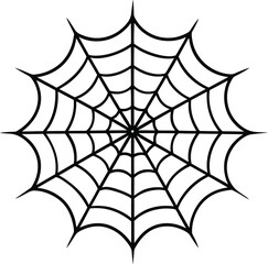 Silhouette: A spider-vector spider spinning a complex side web