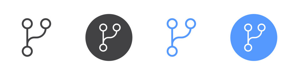 Code branch icon linear graphics set vector in black