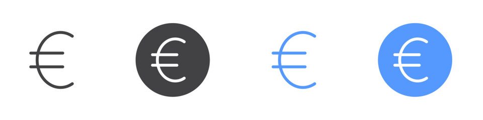 Euro icon linear graphics set vector in black