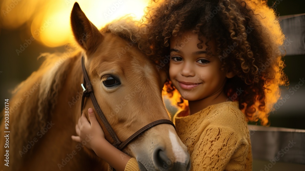 Sticker girl with horse