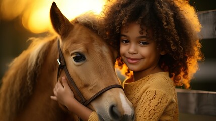Fototapeta premium girl with horse