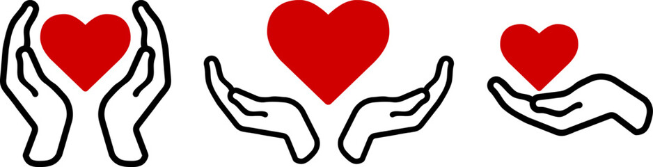 Hands icon with heart. symbol of love. charity web icon. Esp10 vector.