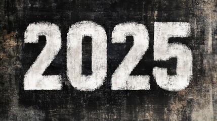 Fototapeta premium 2025 in a vintageinspired font with a distressed texture giving it an antique and timeless feel perfect for retro designs or heritage branding