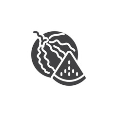 Whole watermelon and a slice vector icon