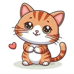 Obraz premium Cute cartoon cat image, white background 
