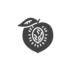 Peach fruit vector icon