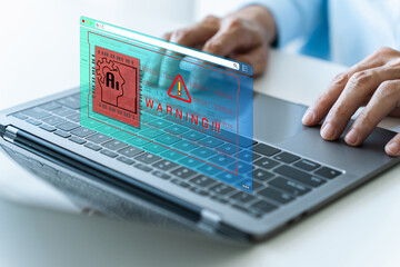 Businessman working on error of Artificial Intelligence autonomous data and information analysis...