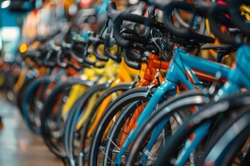 A Vibrant Display of Colorful Bicycles in a Shop