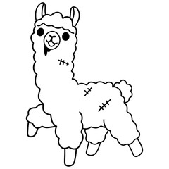 Adorable Alpaca Halloween Illustration Set with Cute Costumes including Ghost, Witch, Bat, and Pumpkin Characters in Vector Format