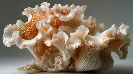 An abstract representation of coral formations, showcasing intricate details and hues of beige and white.