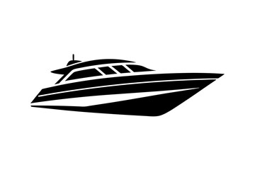 Luxurious yacht logo design silhouette vector illustration on a white background