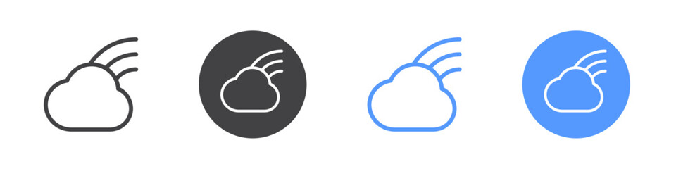 Rainbow cloud Flat simple outline set