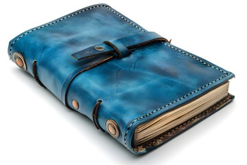 Beautifully Crafted Blue Leather Journal with Unique Stitching and Closure