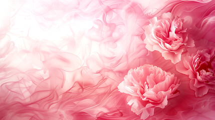 Obraz premium A pink background with three pink flowers in the foreground. The flowers are arranged in a way that they are almost touching each other. Scene is soft and romantic