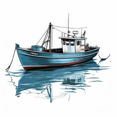 Naklejka premium the AI Image Generator, Fishing Boat Unfolded