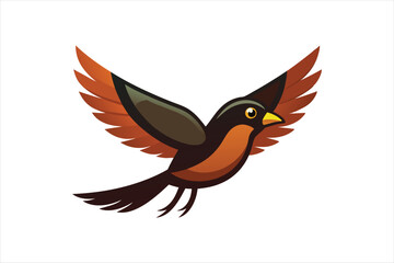 Flying Bulbul bird vector artwork illustration 
