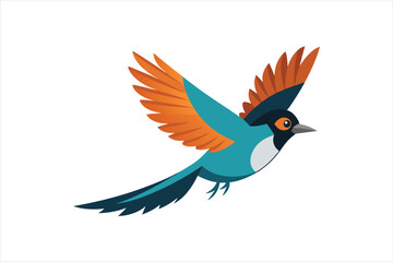 Flying Bulbul bird vector artwork illustration 